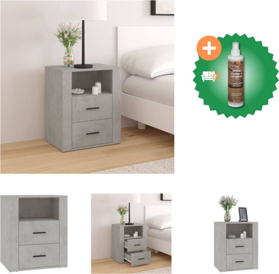 VidaXL Nachtkastje Trendy Meubelen Afmetingen- 50 x 36 x 60 cm Betongrijs Kast Inclusief Houtreiniger en verfrisser - Foto 2