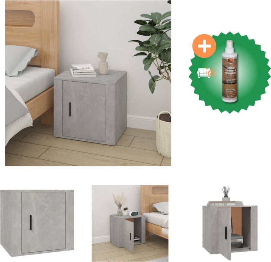 VidaXL Nachtkastje Betongrijs Elegant Meubels 50x39x47 cm Sterk en vochtbestendig Kast Inclusief Houtreiniger en verfrisser - Foto 2
