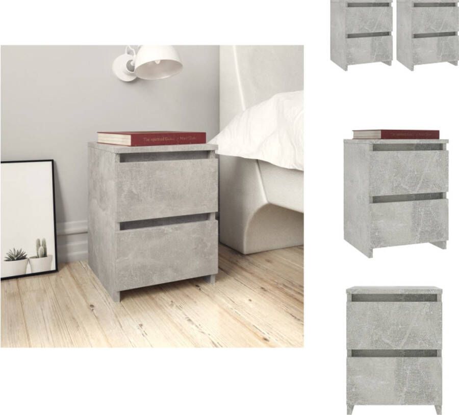 VidaXL Nachtkastje Nachtkastjes Bedkastje Bedkastjes Nachtkastjes 2 st 30x30x40 cm bewerkt hout betongrijs