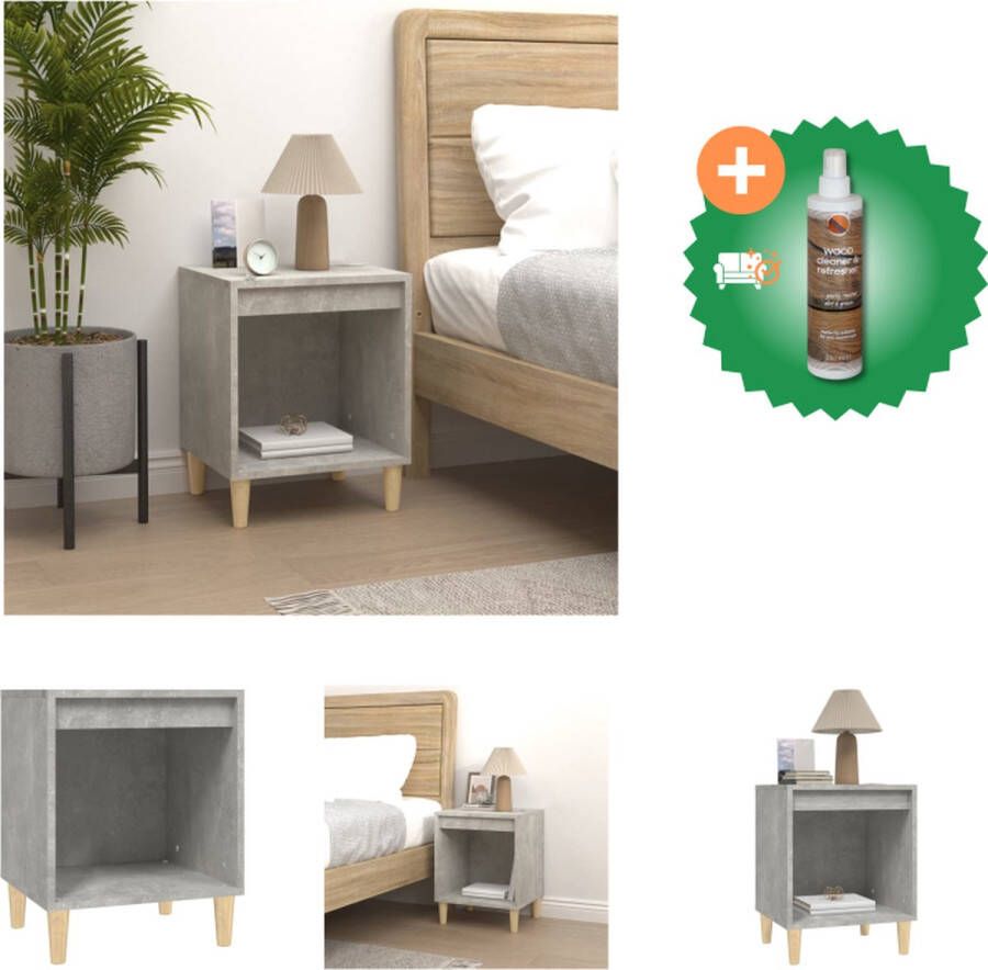 VidaXL Nachtkastje Betongrijs naam Nachtkastje 40 x 35 x 50 cm (L x B x H) Duurzaam materiaal Kast Inclusief Houtreiniger en verfrisser