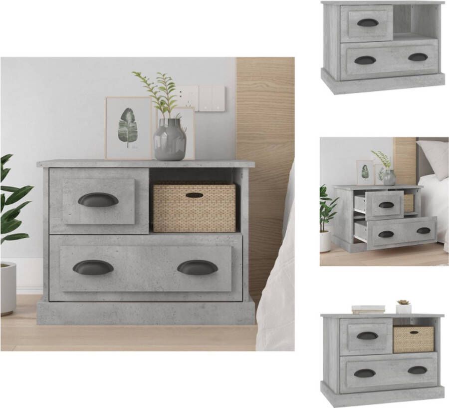 VidaXL Nachtkastje Nachtkastjes Houten Nachtkastje Houten Nachtkastjes Nachtkastje 60x39x45 cm betongrijs - Foto 2