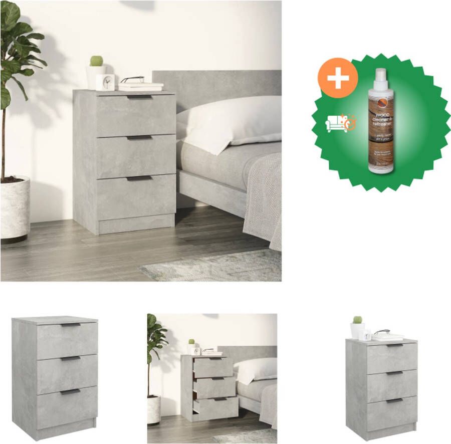 VidaXL Nachtkastje Betongrijs Slaapkaastje Afmetingen- 40 x 36 x 65 cm Ken- Stabiel materiaal Kast Inclusief Houtreiniger en verfrisser