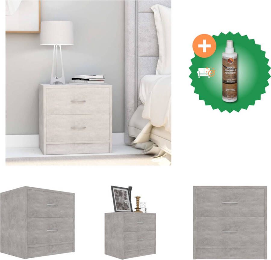 VidaXL Nachtkastje Betongrijs Spaanplaat 40 x 30 x 40 cm Trendy design Kast Inclusief Houtreiniger en verfrisser