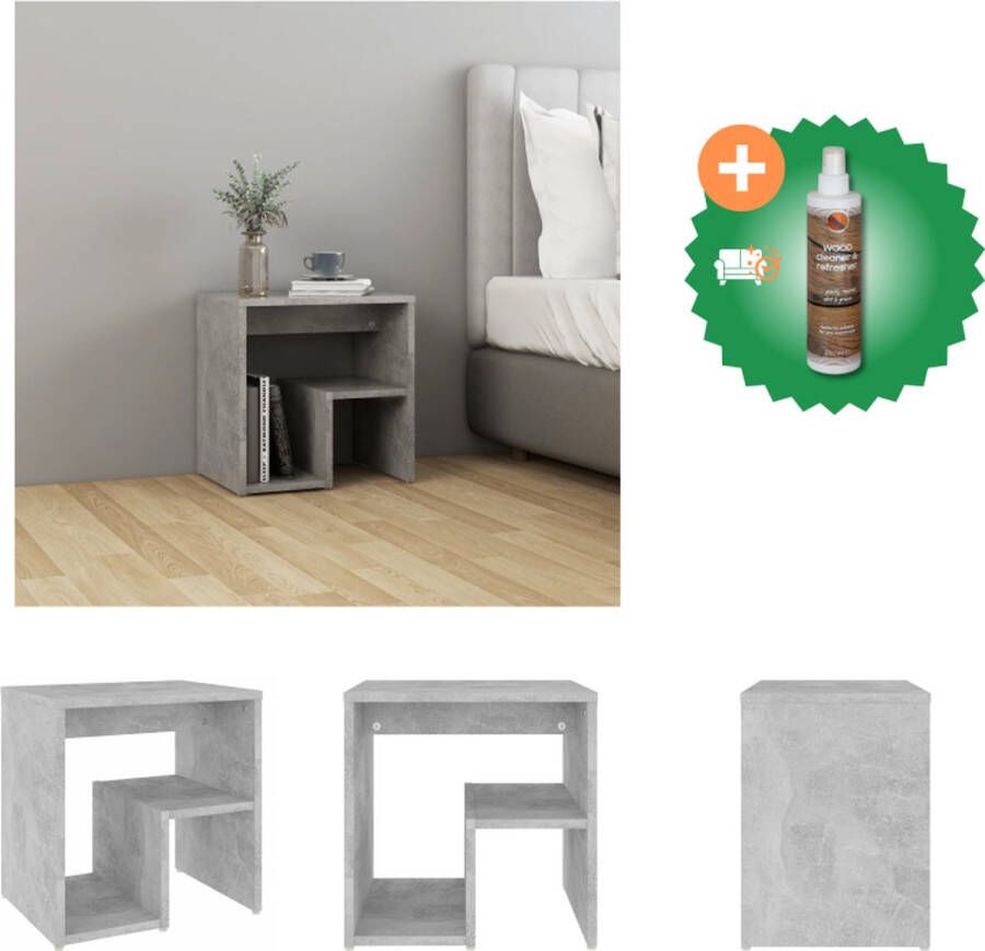 VidaXL Nachtkastje Betongrijs Spaanplaat 40 x 30 x 40 cm Trendy design Kast Inclusief Houtreiniger en verfrisser - Foto 2