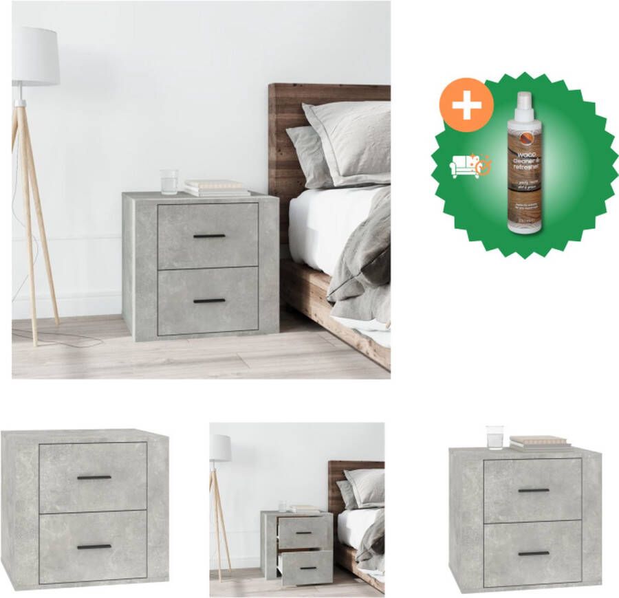 VidaXL Nachtkastje Betongrijs Elegant Meubels 50x39x47 cm Sterk en vochtbestendig Kast Inclusief Houtreiniger en verfrisser