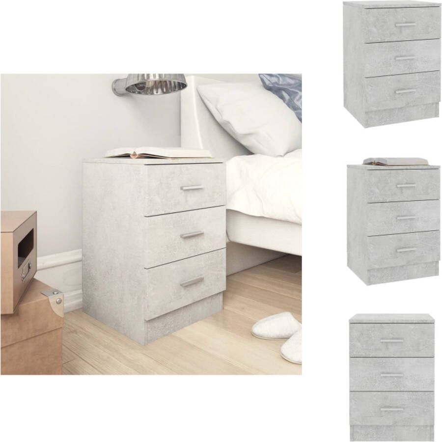 VidaXL Nachtkastje Nachtkastjes Bedkastje Bedkastjes Nachtkastje 38x35x56 cm bewerkt hout betongrijs - Foto 2
