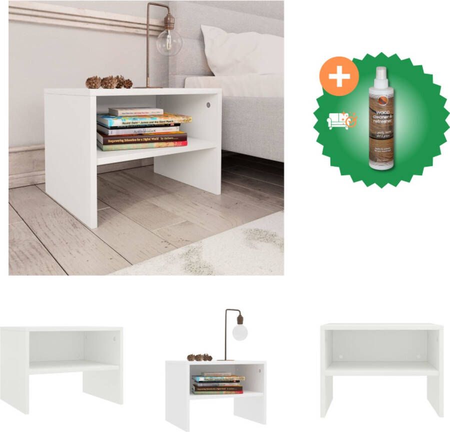 VidaXL Nachtkastje 40x30x30 cm bewerkt hout wit Kast Inclusief Houtreiniger en verfrisser