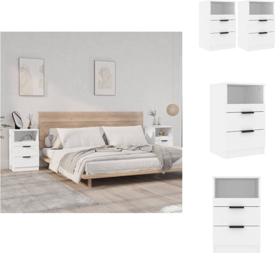 VidaXL Nachtkastje Nachtkastjes Houten Nachtkastje Houten Nachtkastjes 2 st bewerkt hout wit
