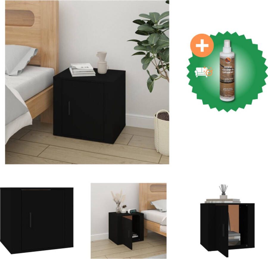 VidaXL Nachtkastje Trendy Interieur 50 x 39 x 47 cm Zwart Kast Inclusief Houtreiniger en verfrisser - Foto 2