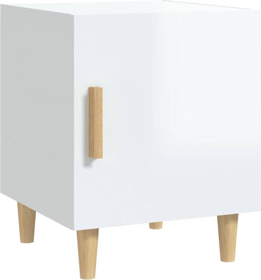 VidaXL Nachtkastje Hoogglans Wit Bewerkt Hout Nachtkastje Kast Slaapkamermeubilair Houten Meubel Witte Kast Design Nachtkastje Opbergvak Woonaccessoires Living Accessoires