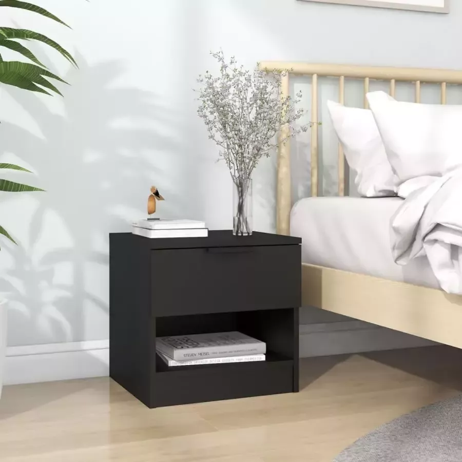 VidaXL Nachtkastje bewerkt hout zwart