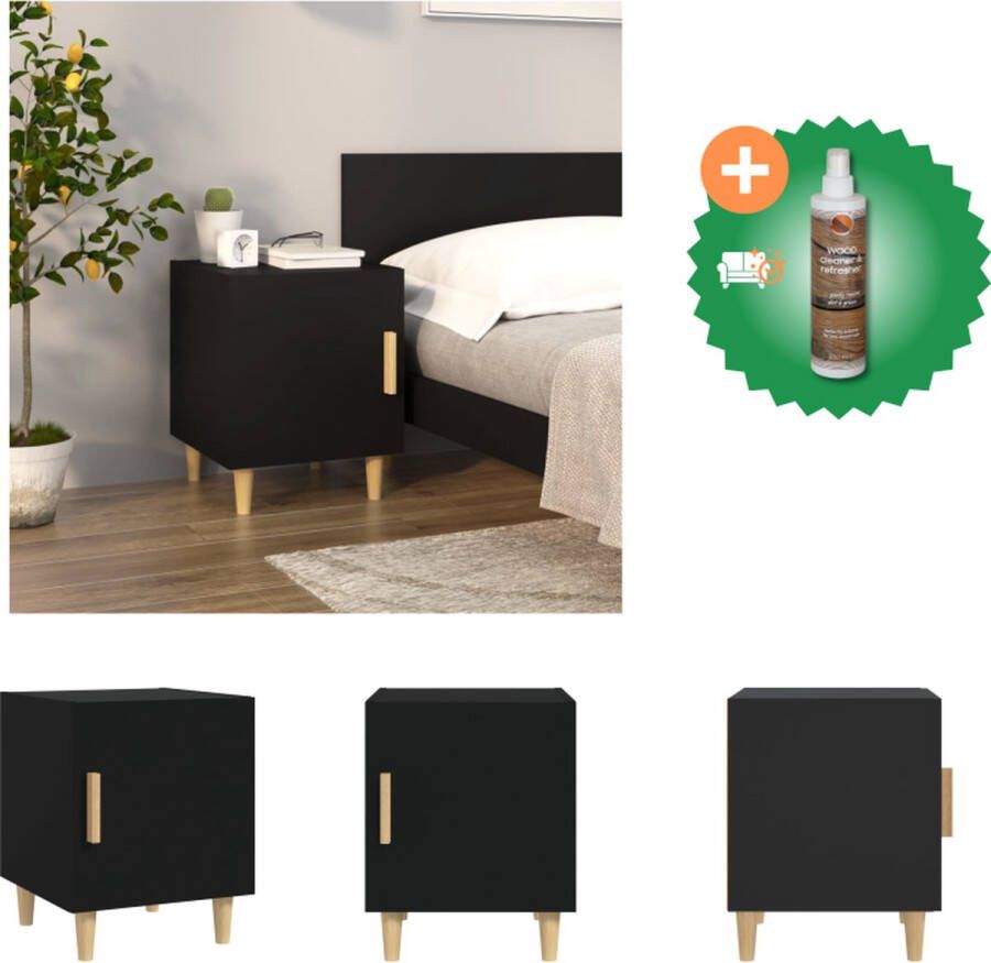 VidaXL Nachtkastje Elegant Meubelen 40 x 40 x 50 cm Zwart Kast Inclusief Houtreiniger en verfrisser