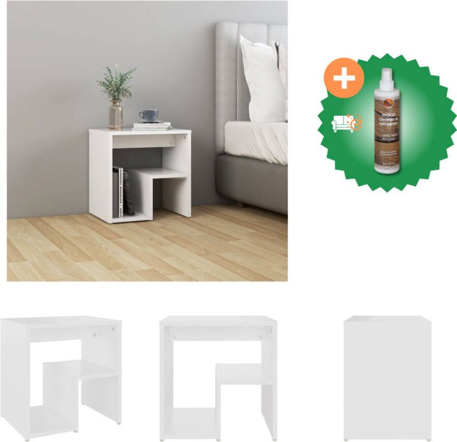 VidaXL Nachtkastje Bijzetkastje 40x30x40 cm Stevige constructie Wit Bewerkt hout Kast Inclusief Houtreiniger en verfrisser