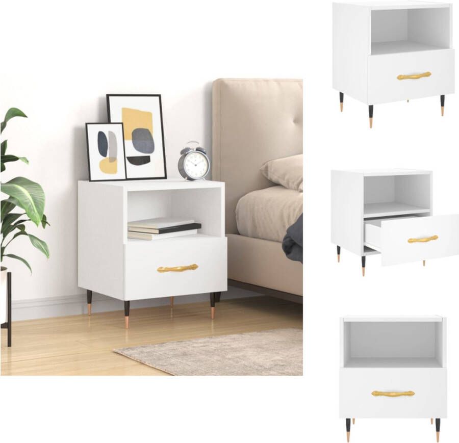 VidaXL Nachtkastje Nachtkastjes Bijzettafel Wandkastje Nachtkastje 40x35x47-5 cm bewerkt hout wit