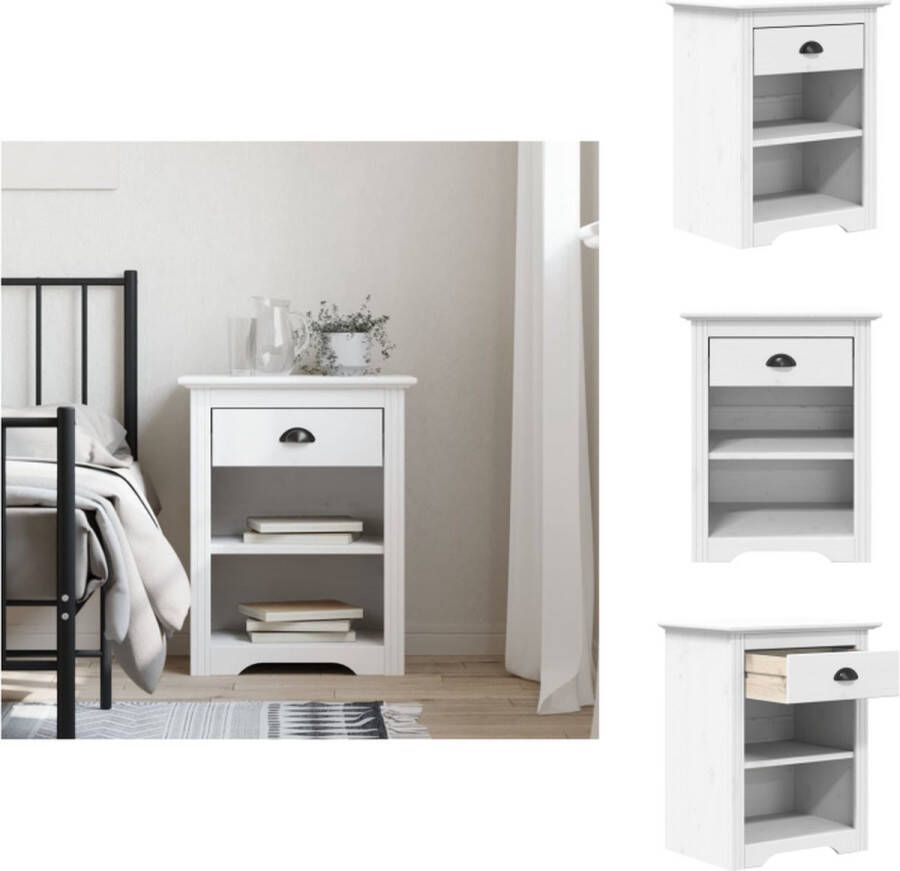 VidaXL Nachtkastje Nachtkastjes Kast Slaapkamermeubel Nachtkastje BODO 53x38 5x67 cm massief grenenhout wit