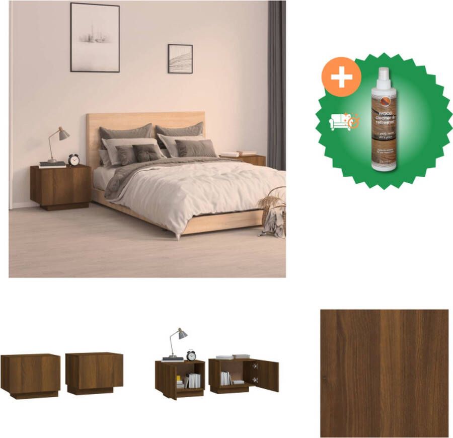 VidaXL Nachtkastje Bruineiken 100x35x40 cm Trendy en praktisch Kast Inclusief Houtreiniger en verfrisser