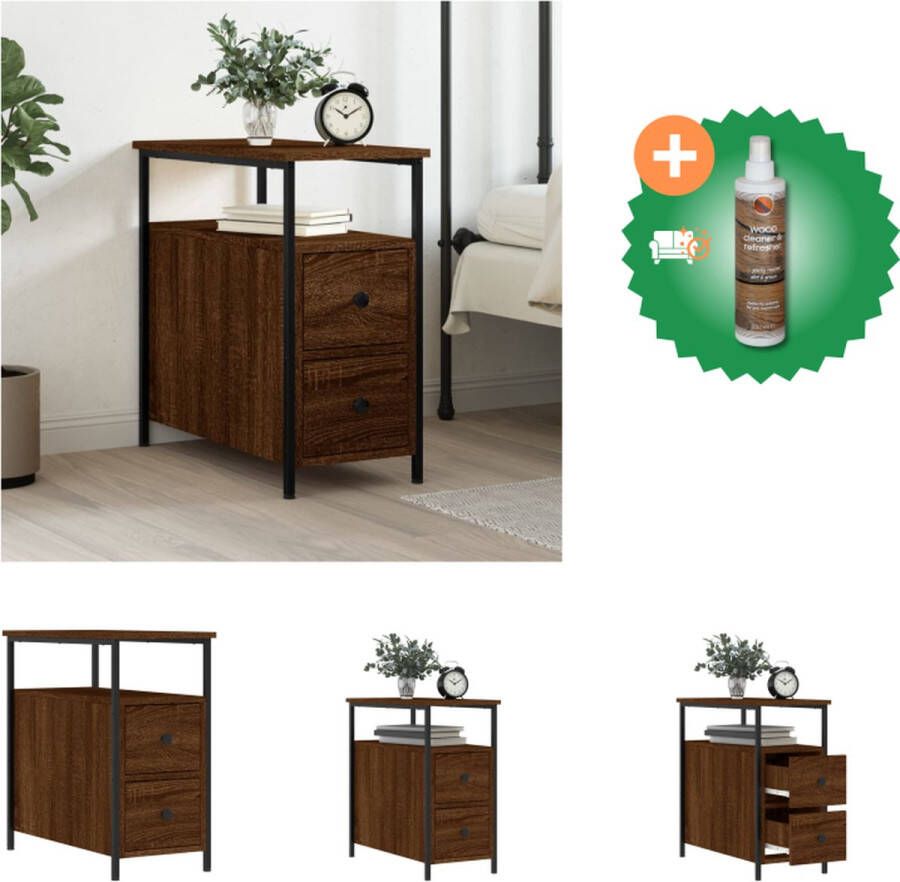 VidaXL Nachtkastje Bruineiken 30x60x60 cm Duurzaam bewerkt hout en ijzer Kast Inclusief Houtreiniger en verfrisser
