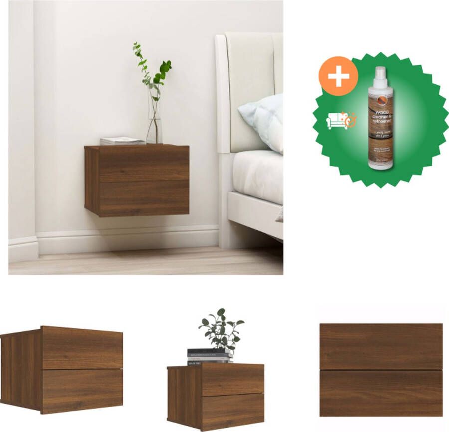 VidaXL Nachtkastje Bruineiken 40 x 30 x 30 cm Stevig materiaal Ruime opbergruimte Kast Inclusief Houtreiniger en verfrisser