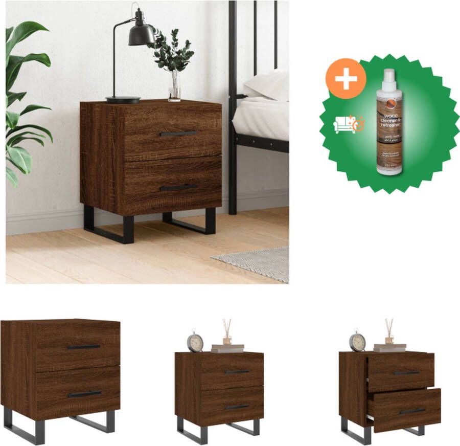 VidaXL Nachtkastje Bruineiken 40 x 35 x 47.5 cm Duurzaam hout Opbergruimte Kast Inclusief Houtreiniger en verfrisser