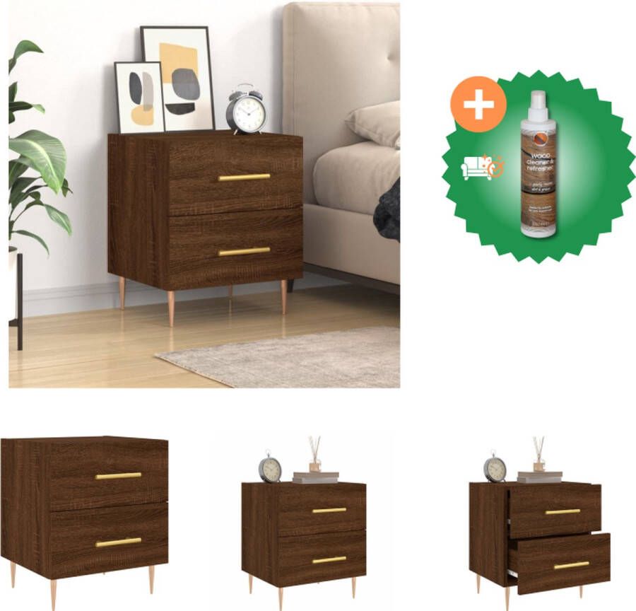 VidaXL Nachtkastje Bruineiken 40 x 35 x 47.5 cm Duurzaam hout Veel opbergruimte Kast Inclusief Houtreiniger en verfrisser