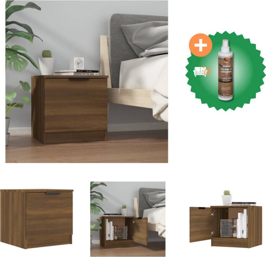 VidaXL Nachtkastje Bruineiken 40 x 39 x 40 cm Bewerkt hout Kast Inclusief Houtreiniger en verfrisser