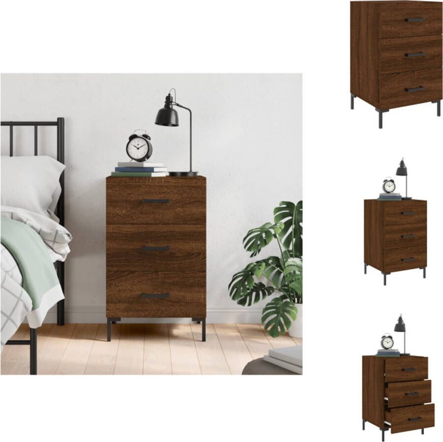 VidaXL Nachtkastje Nachtkastjes Bijzettafel Wandkastje Nachtkastje 40x40x66 cm bewerkt hout bruineikenkleurig