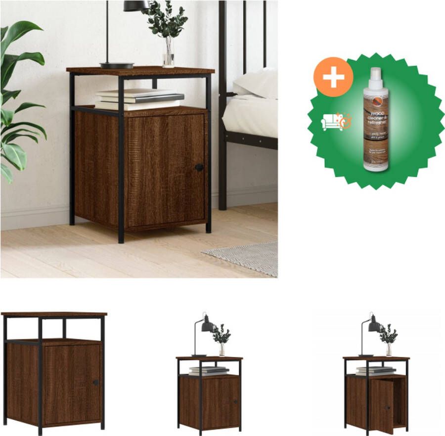 VidaXL Nachtkastje Bruineiken 40 x 42 x 60 cm Duurzaam bewerkt hout en ijzer Kast Inclusief Houtreiniger en verfrisser