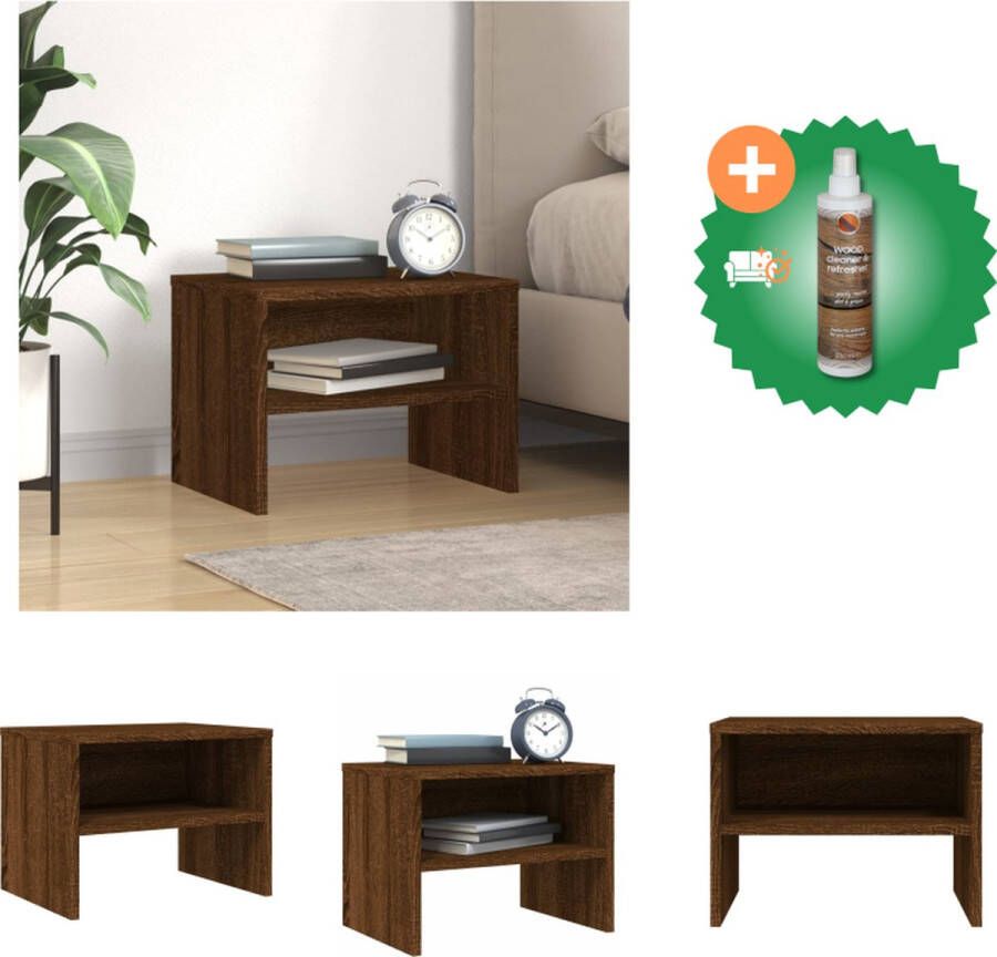 VidaXL Nachtkastje Bruineiken 40x30x30 cm Duurzaam materiaal voldoende opbergruimte stevig blad Kast Inclusief Houtreiniger en verfrisser