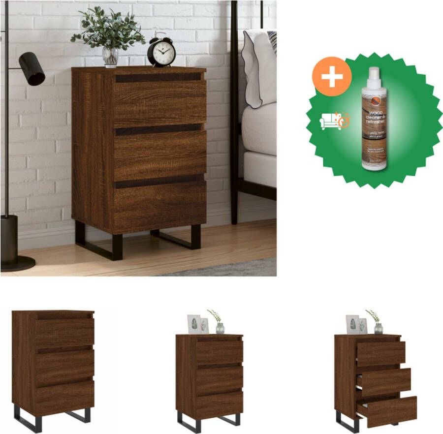 VidaXL Nachtkastje Elegant Meubelen 40 x 35 x 69 cm Bruineiken Kast Inclusief Houtreiniger en verfrisser