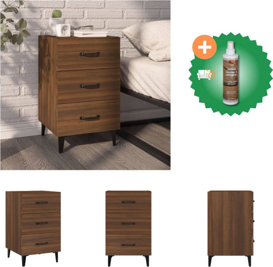 VidaXL Nachtkastje 40x40x66 cm bewerkt hout bruineikenkleurig Kast Inclusief Houtreiniger en verfrisser