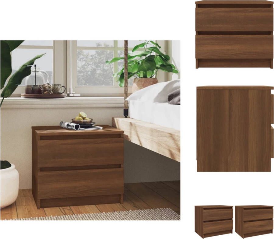 VidaXL Nachtkastje Nachtkastjes Houten Nachtkastje Telefoonkast Nachtkastjes 2 st 50x39x43 5 cm bewerkt hout bruin eikenkleur