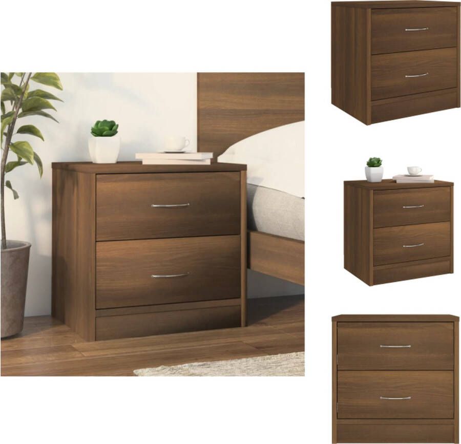 VidaXL Nachtkastje Nachtkastjes Houten Nachtkastje Houten Nachtkastjes Nachtkastje 40x30x40 cm bewerkt hout bruineikenkleurig - Foto 2