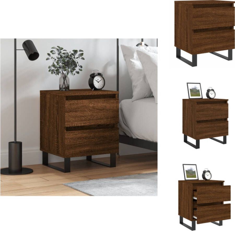 VidaXL Nachtkastje Nachtkastjes Bijzettafel Wandkastje Nachtkastje 40x35x50 cm bewerkt hout bruineikenkleurig