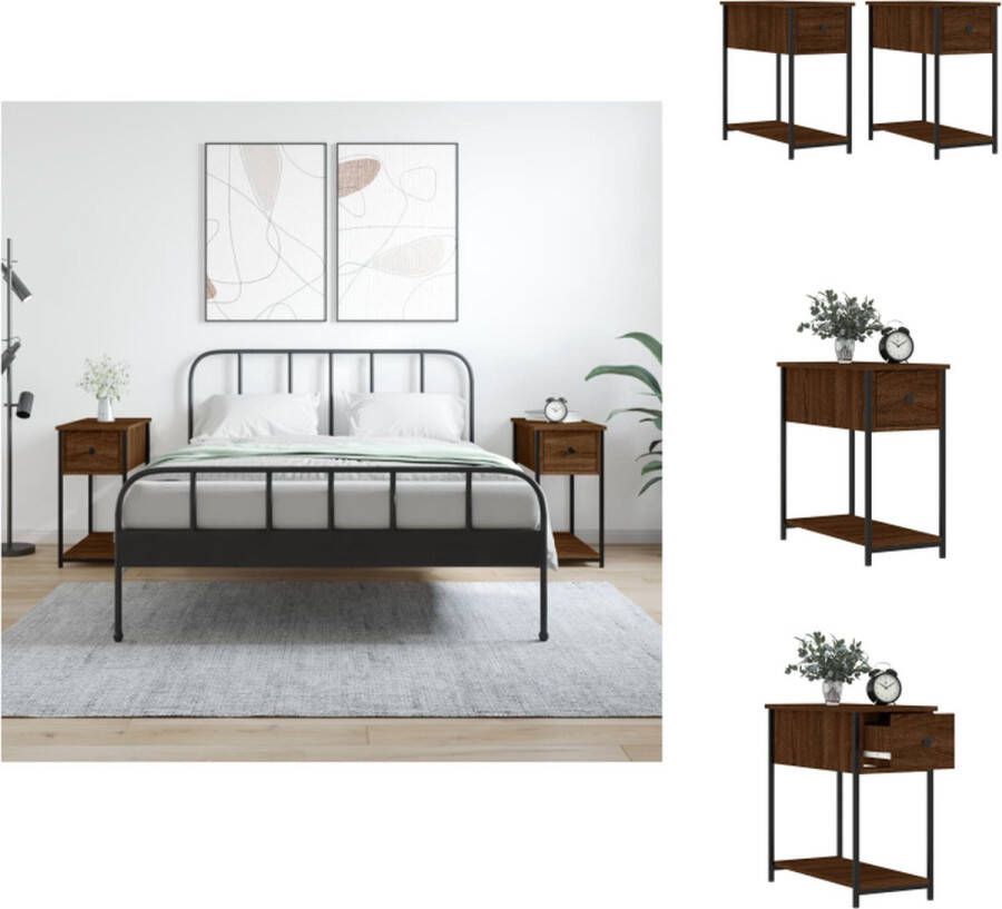 VidaXL Nachtkastje Nachtkastjes Kast Slaapkamermeubel Nachtkastjes 2 st 30x60x60 cm bewerkt hout bruineikenkleurig