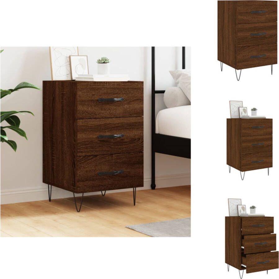 VidaXL Nachtkastje Nachtkastjes Bijzettafel Wandkastje Nachtkastje 40x40x66 cm bewerkt hout bruineikenkleurig - Foto 4