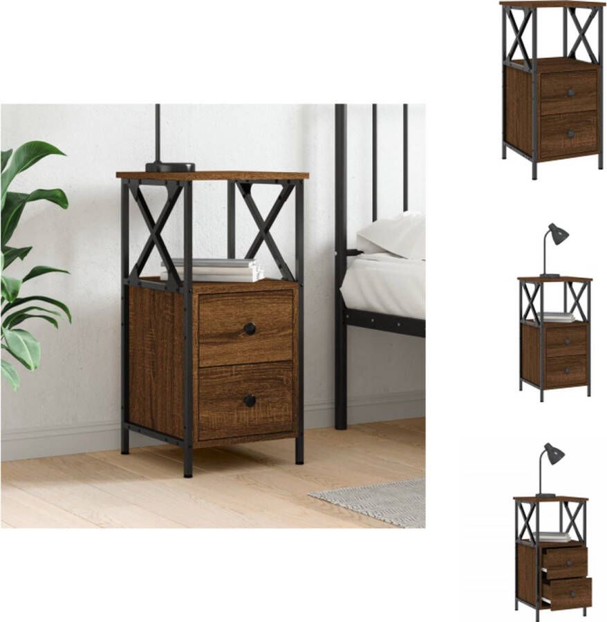 VidaXL Nachtkastje Nachtkastjes Kast Slaapkamermeubel Nachtkastje 34x35-5x70 cm bewerkt hout bruineikenkleurig