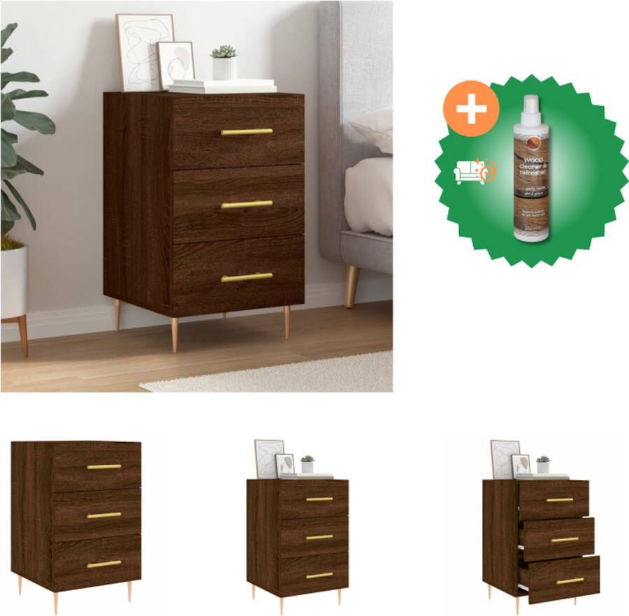 VidaXL Nachtkastje Bruineiken Modern Charme Meubelen 40x40x66 cm Duurzaam Materiaal Kast Inclusief Houtreiniger en verfrisser