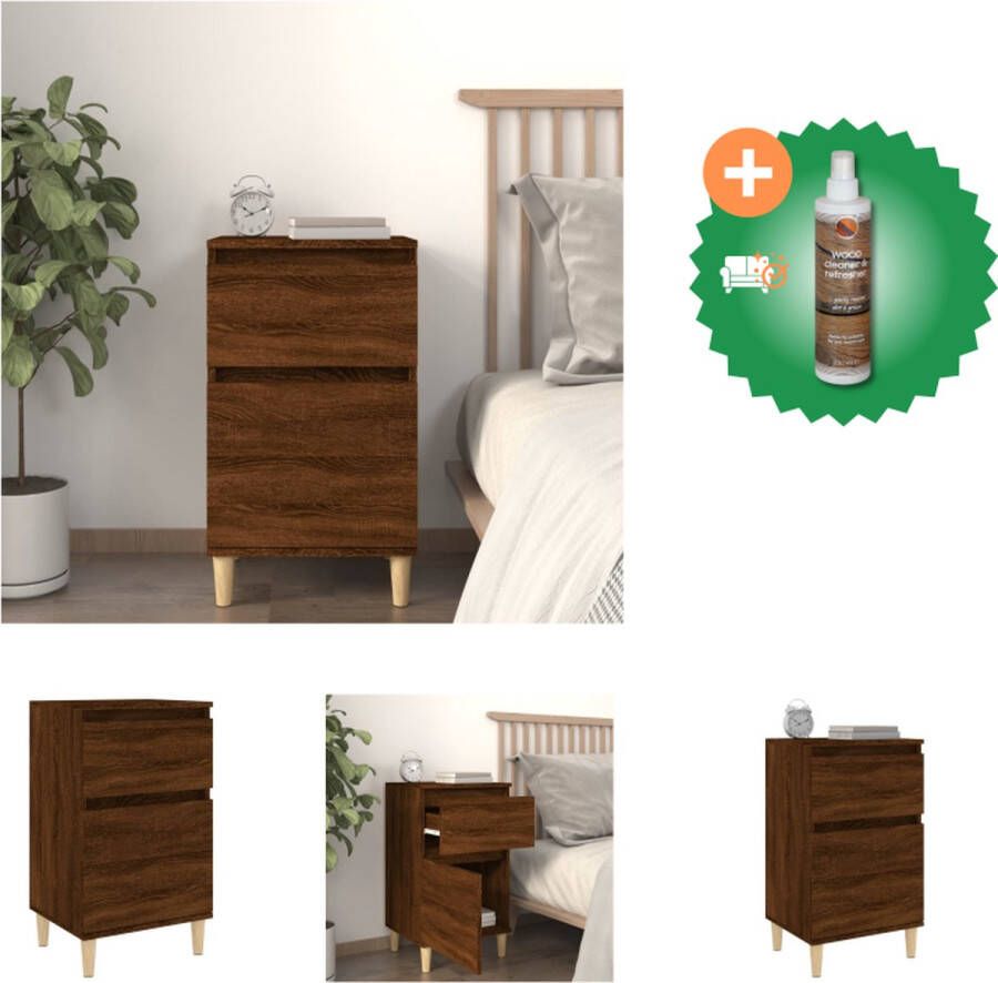 VidaXL Nachtkastje Bruineiken Nachtkastje 40 x 35 x 70 cm Duurzaam materiaal Kast Inclusief Houtreiniger en verfrisser