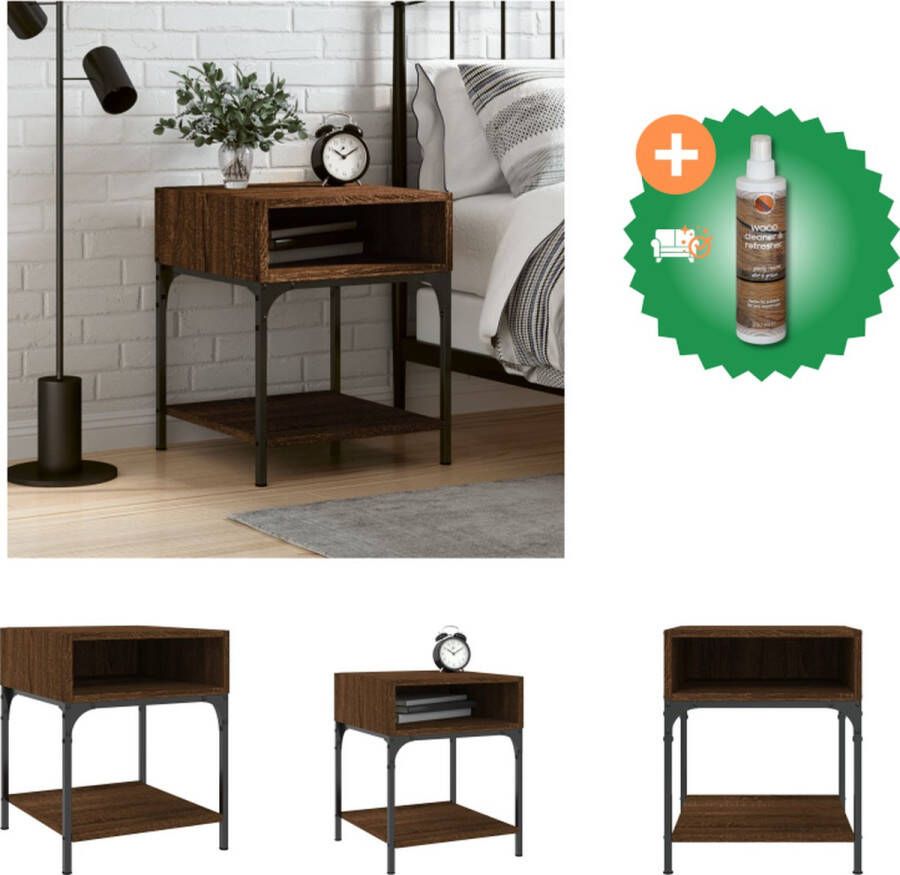 VidaXL Nachtkastje Bruineiken Nachtkastjes 40 x 41 x 50 cm Verstelbare poten Kast Inclusief Houtreiniger en verfrisser