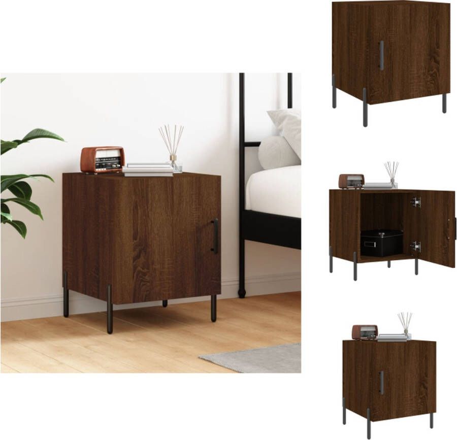 VidaXL Nachtkastje Moderne Charme Nachtkastje 40 x 40 x 50 cm Ken- Duurzaam materiaal veel opbergruimte displayfunctie metalen voeten praktische deur Kleur- Bruineiken Kast - Foto 4