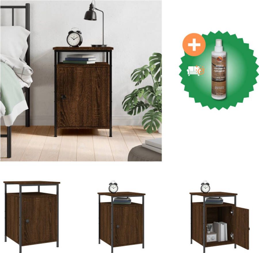 VidaXL Nachtkastje Bruineiken Nachtkastjes Afmetingen- 40 x 42 x 60 cm Duurzaam Materiaal Kast Inclusief Houtreiniger en verfrisser