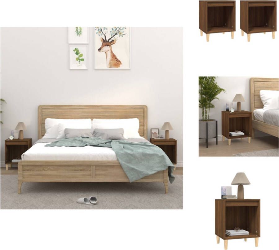 VidaXL Nachtkastje Nachtkastjes Houten Nachtkastje Slaapkamerkast Nachtkastjes 2 st 40x35x50 cm bruineikenkleurig - Foto 3