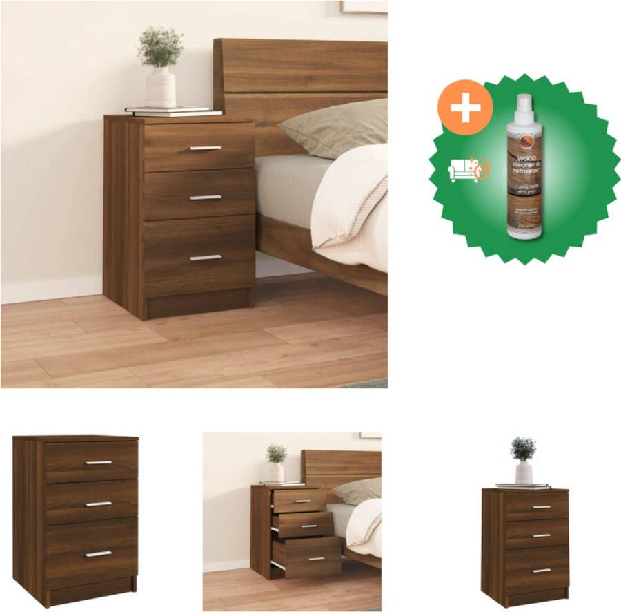 VidaXL Nachtkastje Bruineiken Trendy Meubels 40x40x63 cm Praktisch materiaal en voldoende opbergruimte Kast Inclusief Houtreiniger en verfrisser
