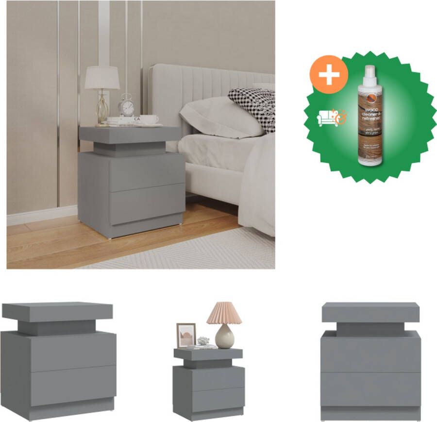 VidaXL Nachtkastje Charme Meubelen Afmeting- 45x35x52 cm Kleur- grijs Kast Inclusief Houtreiniger en verfrisser