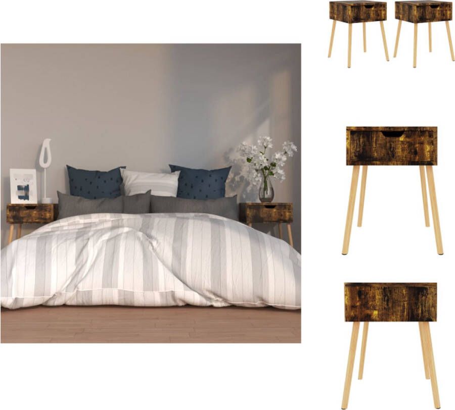 VidaXL Nachtkastje Nachtkastjes Nachtkast Nachtkasten Nachtkastjes 2 st 40x40x56 cm bewerkt hout gerookt eikenkleurig