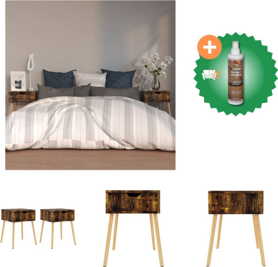 VidaXL Nachtkastjes 2 st 40x40x56 cm spaanplaat gerookt eikenkleurig Kast Inclusief Houtreiniger en verfrisser