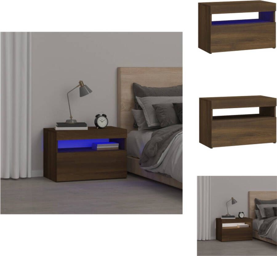 VidaXL Nachtkastje Nachtkastjes Houten Nachtkastje Slaapkamerkast Nachtkastje met LED-verlichting 60x35x40 cm bruineiken