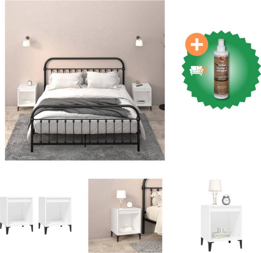 VidaXL Nachtkastje Elegant Bedkasten 40 x 35 x 50 cm Ken- Duurzaam materiaal voldoende opbergruimte metalen poten stabiel tafelblad Kast Inclusief Houtreiniger en verfrisser - Foto 3
