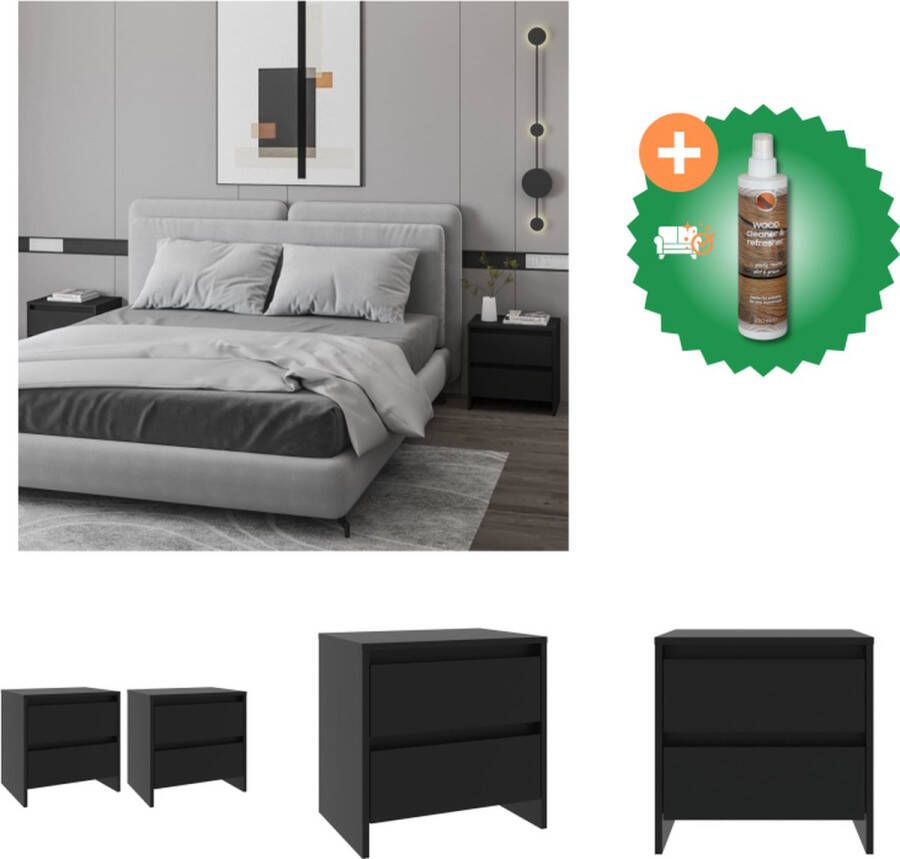 VidaXL Nachtkastje Elegant Bedkasten 45 x 34.5 x 44.5 cm 2 lades Kast Inclusief Houtreiniger en verfrisser