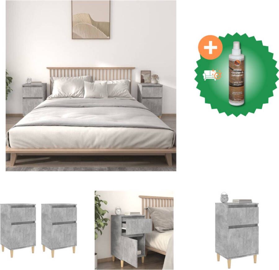 VidaXL Nachtkastje Elegant Bedkasten Afmetingen- 40 x 35 x 70 cm Ken- Betongrijs Kast Inclusief Houtreiniger en verfrisser - Foto 2